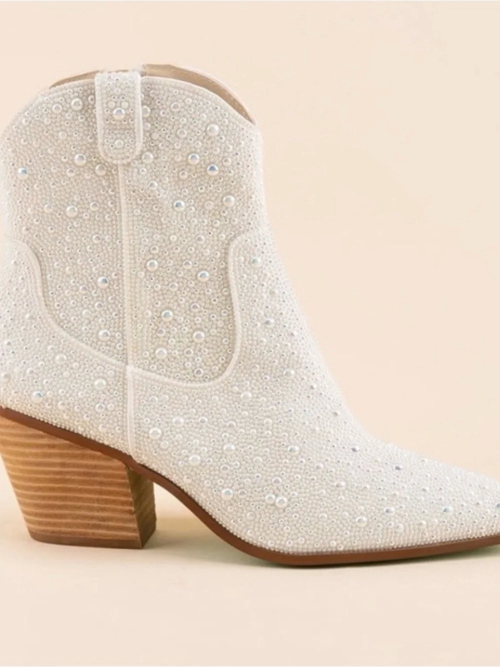 Blue by Betsey Johnson Ivory Pearl-Embellished Ankle Boots